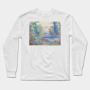 River Landscape by Auguste Renoir Long Sleeve T-Shirt